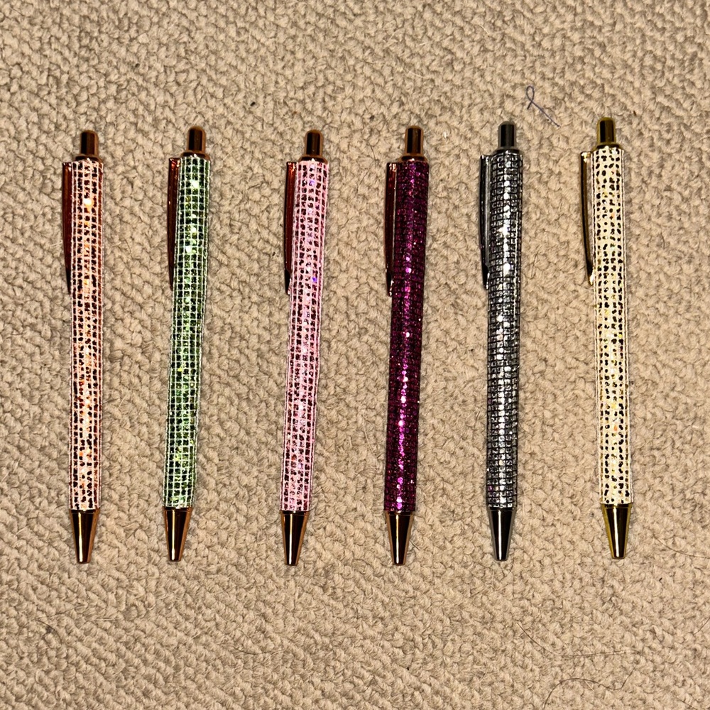 Glittery 2PCS Blue & Black Ink Pens